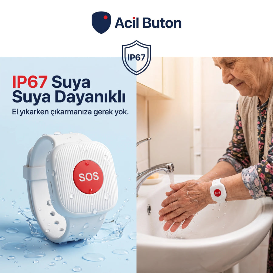 IP67 suya dayanıklı bileklik; el yıkarken takılı